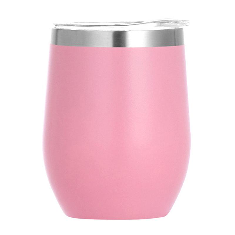 Personalized Wine Tumbler with Lid, 12 Oz, Light Pink - Personalized Gifts  for Women, Custom Stainless Steel Wine Glass