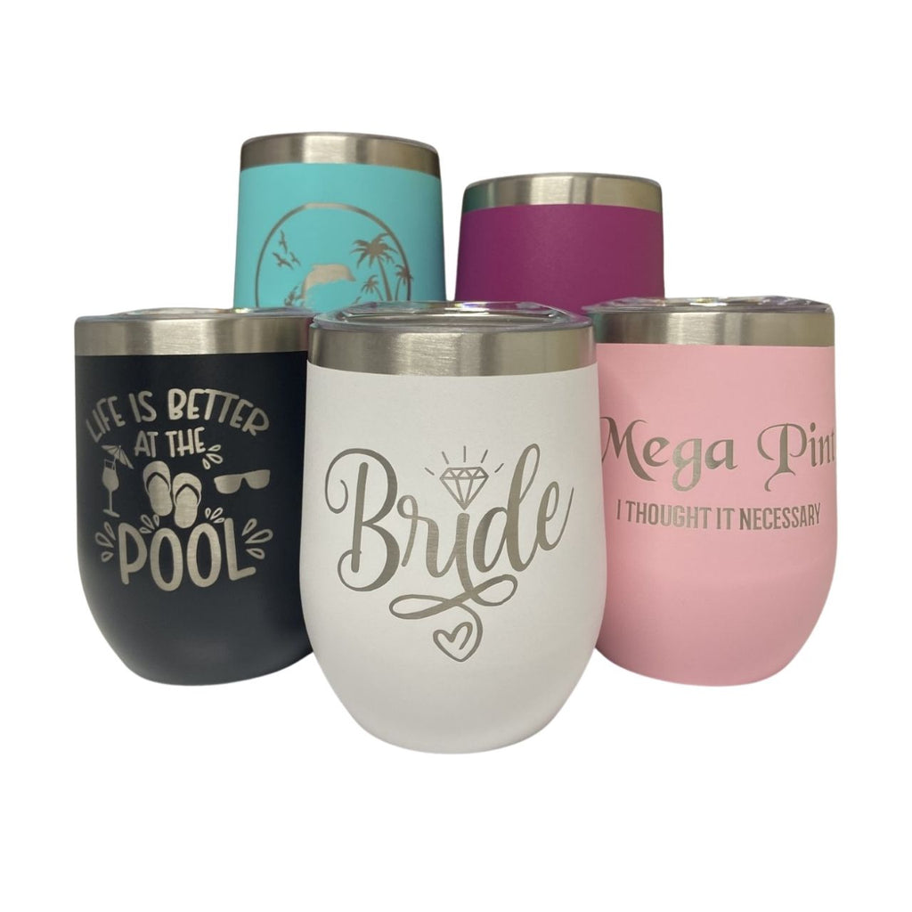 Personalized Insulated Wine Tumbler - Engraved with an Initial